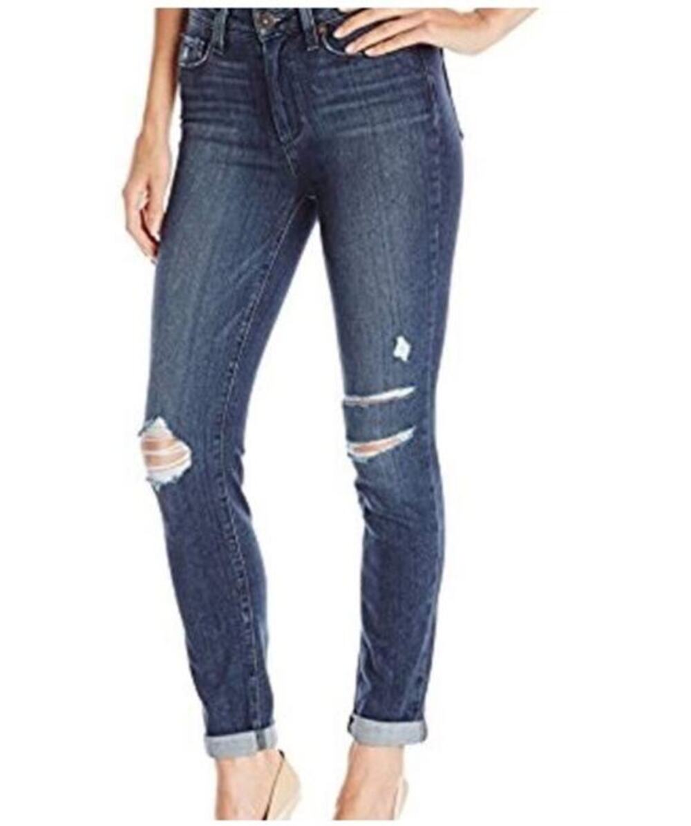 PAIGE Hoxton Crop Rollup Skinny Distressed Jeans Size 28 Inch Waist